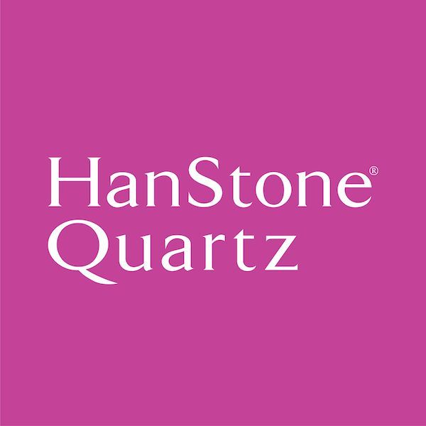 HanStone Quartz logo on a magenta background. Text is white.