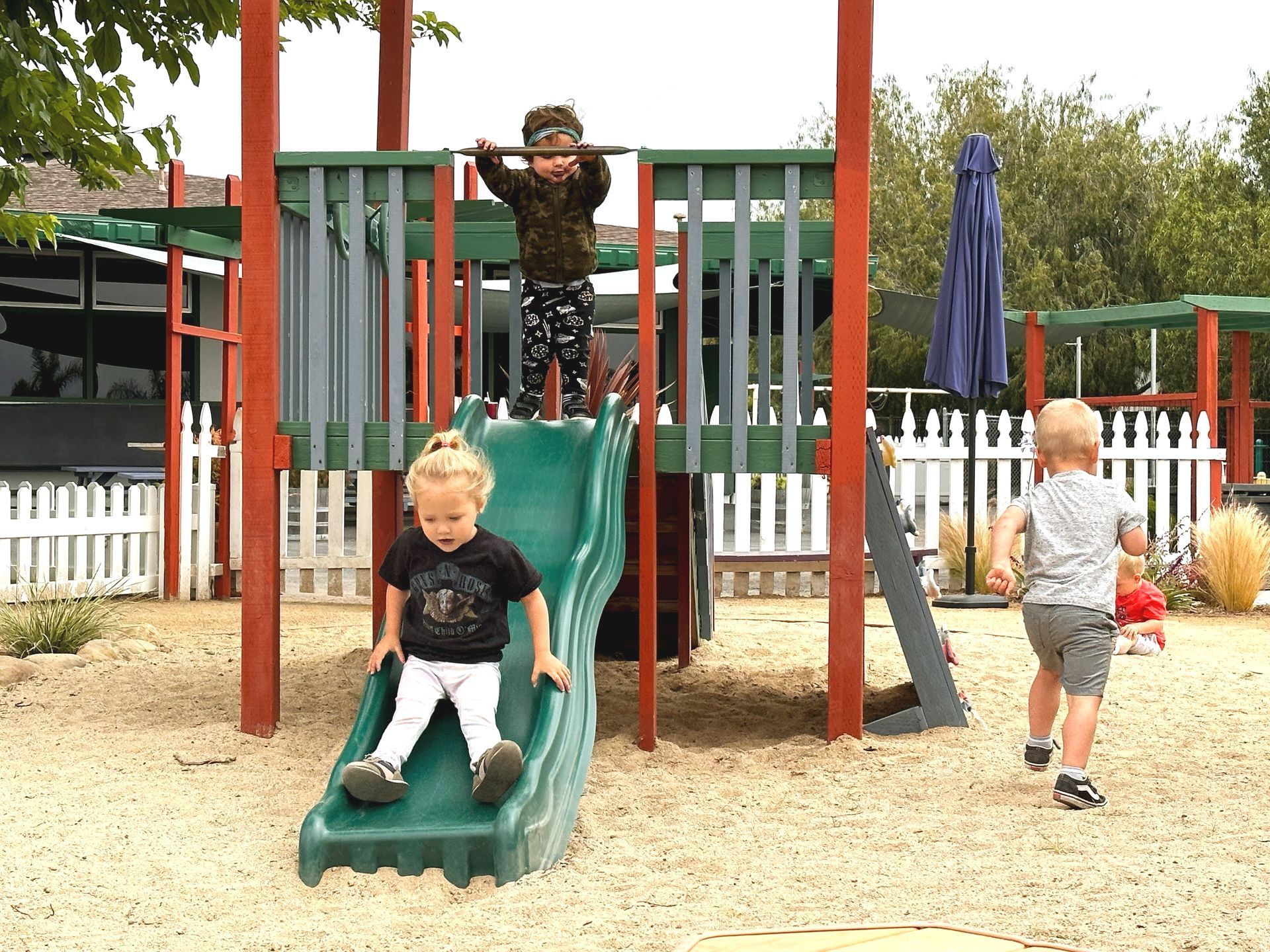 Montessori toddler in the playground.
