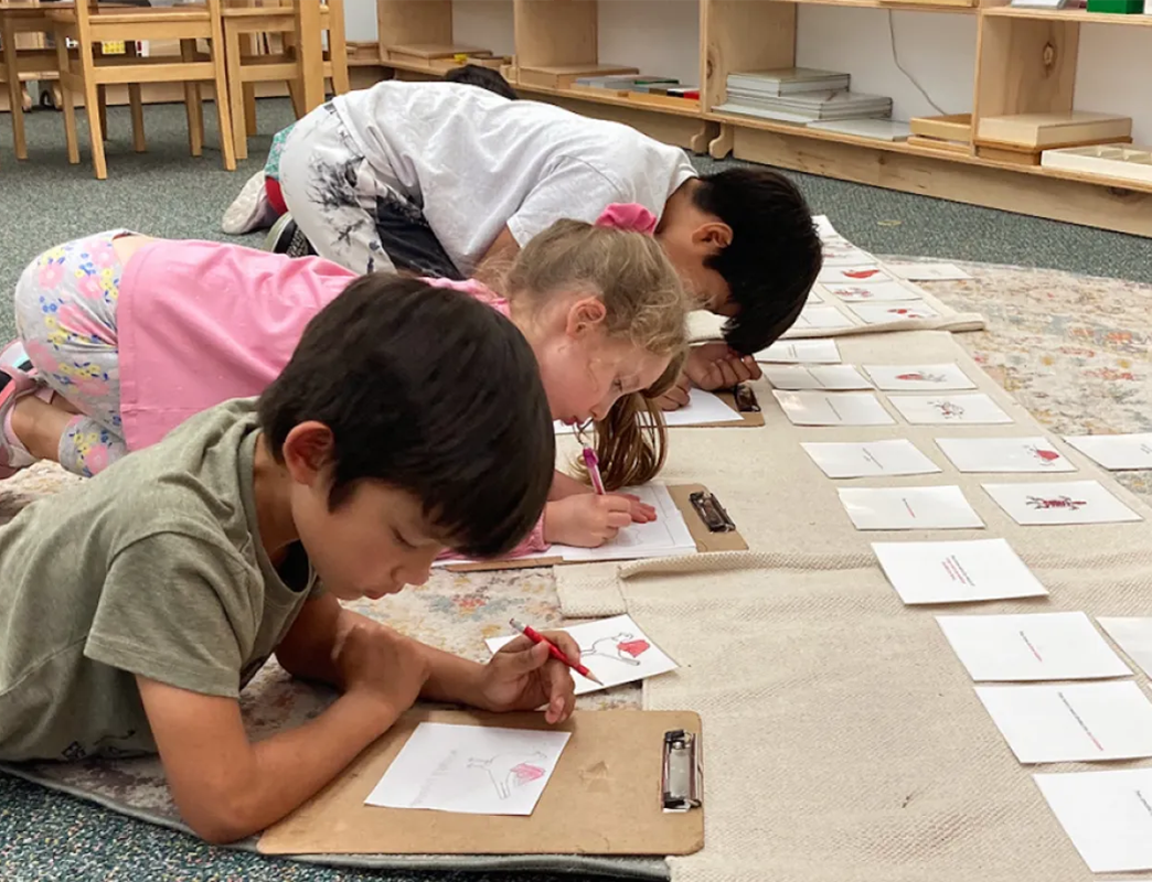 montessori children working in the classroom