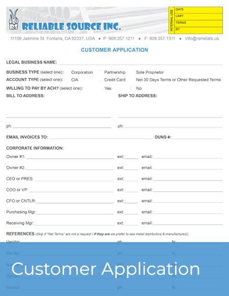 Reliabile Source, Inc. - Customer Application