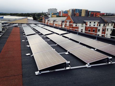Solar PV panels on building roof