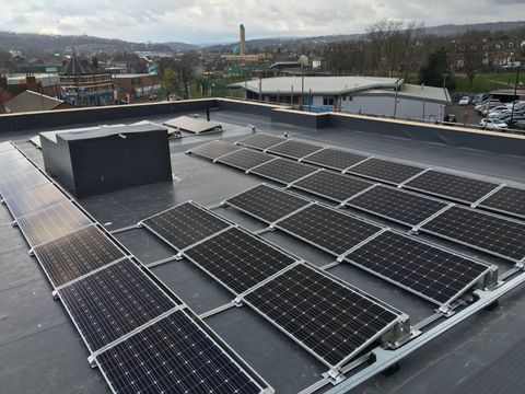 Solar PV panels on building roof