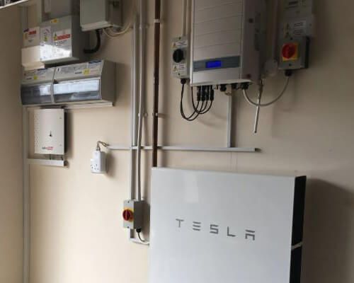 Tesla Powerwall storage installation in private property, Sheffield