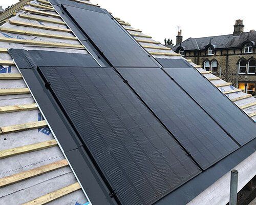 Solar PV panels on new roof in Sheffield