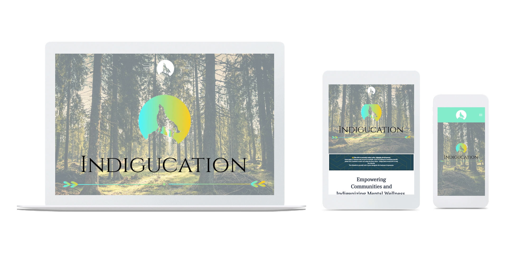 A tablet , a phone , and a laptop with the words indiouca ion on them