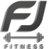 A logo for fj fitness with a dumbbell and a barbell FJ Fitness Personalized meal plan and workouts