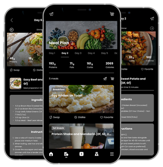 A screenshot of a workout program on a cell phone. FJ Fitness Personalized mealplan and workouts