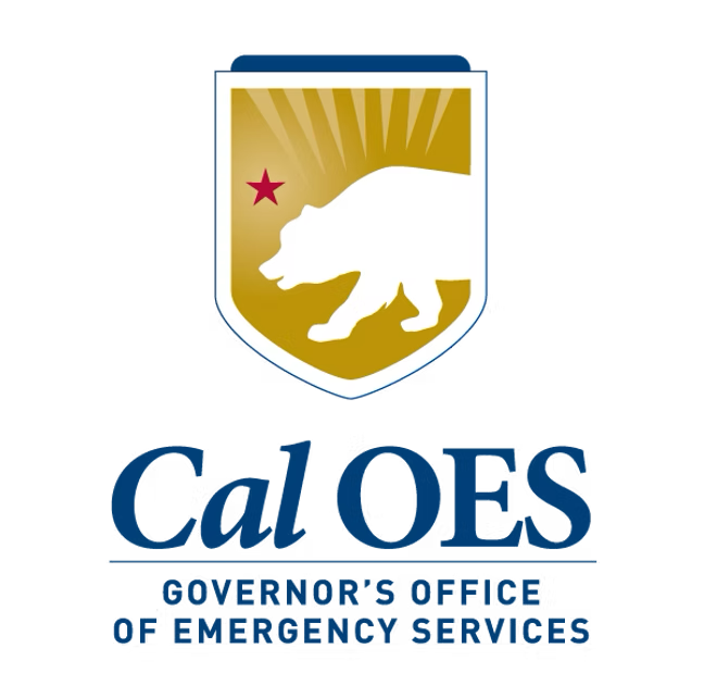 Logo for the California Governor's Office of Emergency Services, featuring a gold shield with a bear and a red star.