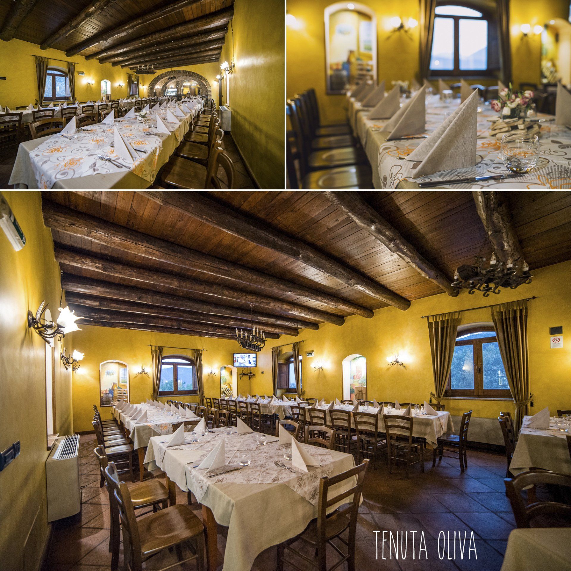 collage di foto del ristorante tenuta oliva