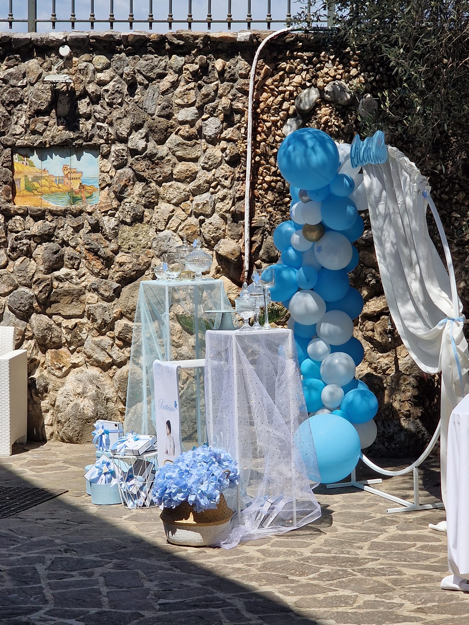 allestimento per il battesimo di un bambino presso Tenuta Olivia 80