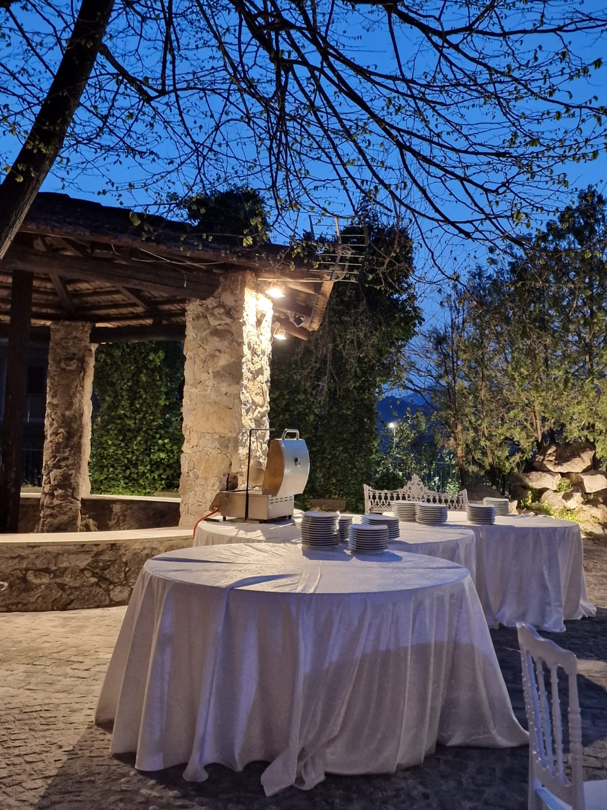 tavolo sotto un pergolato