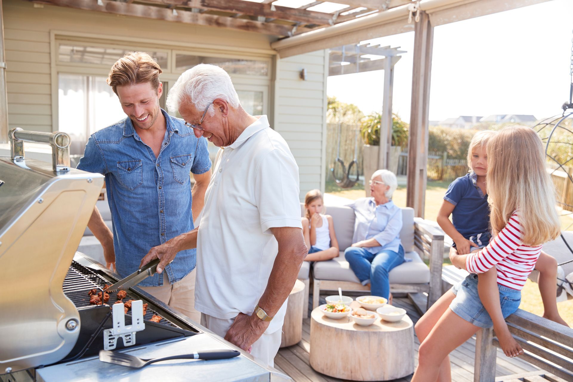 Family enjoying their Summer on a Patio