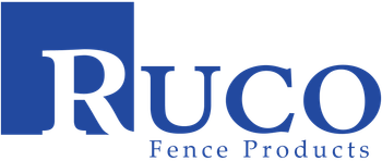 Logo for Ruco Fence Products, blue square background with white "RUCO" letters and "Fence Products" text.