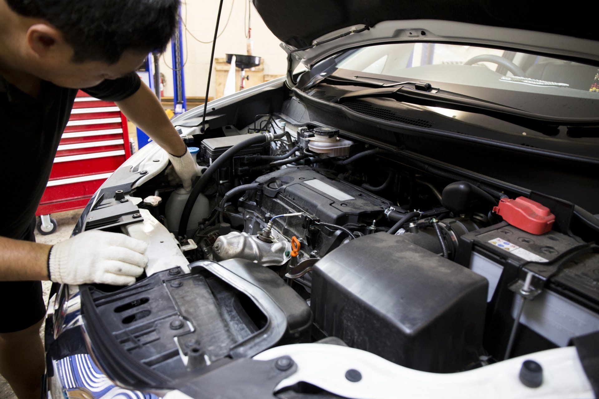 Mechanic Working On A Car In Garage  — Lawson, NSW — Mark Harrison Automotive Services