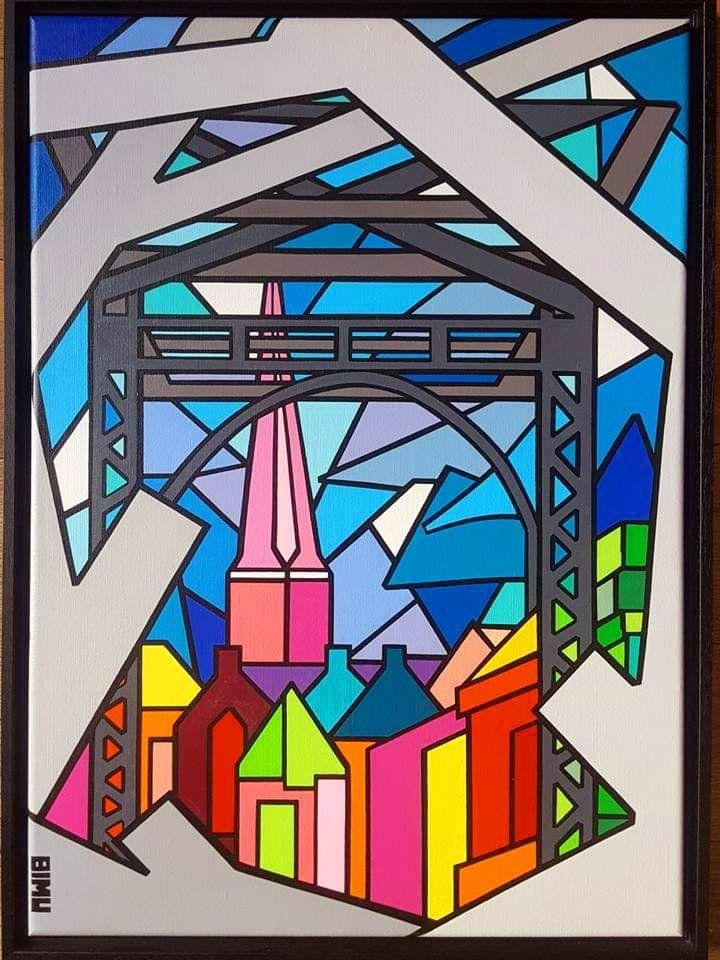 hedendaagse kunst contemporary art. ophaalbrug schilderij. Drawbridge painting. voorburg schilderij. michael burgers. Modern paintings. Acrylic paintings. Dutch artitst. kunstenaar den haag. strakke schilderijen.