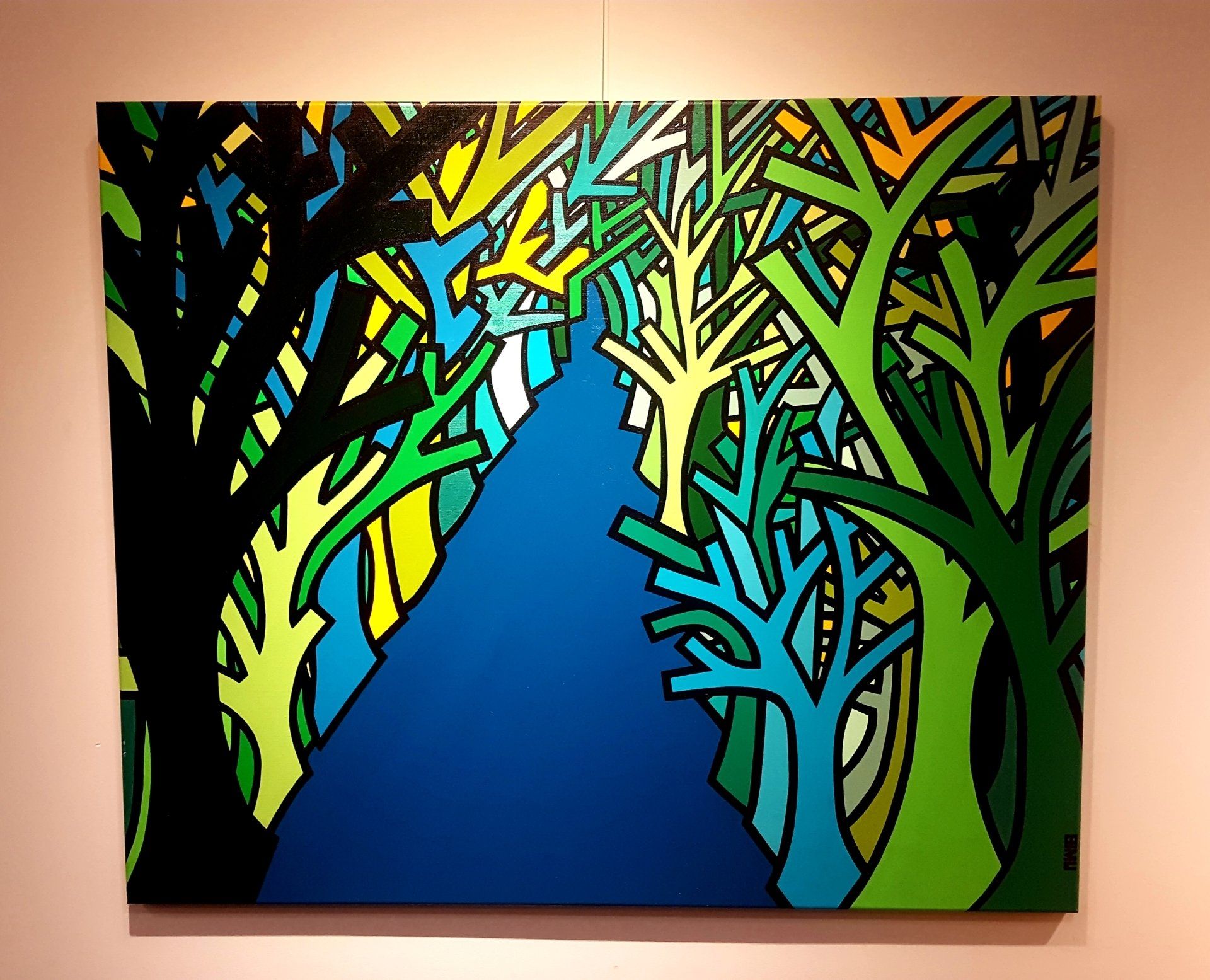 hedendaagse kunst contemporary art. forrestpainting. greenpainting. michael burgers. Modern paintings. Acrylic paintings. Dutch artitst. kunstenaar den haag. strakke schilderijen.