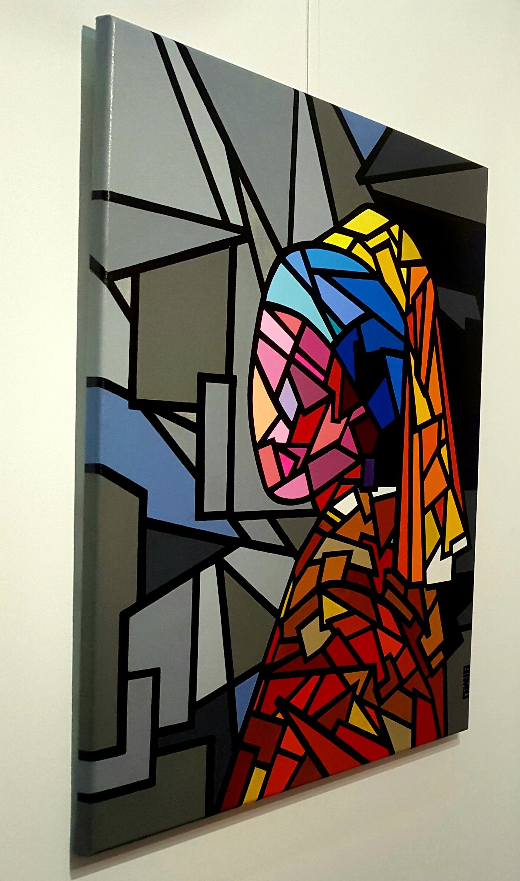 hedendaagse kunst contemporary art. Portret schilderij. Portrait painting the hague.Meisje met de parel. Johannes vermeer. girl with the pearl..michael burgers. Modern paintings. Acrylic paintings. Dutch artitst. kunstenaar den haag. strakke schilderijen.