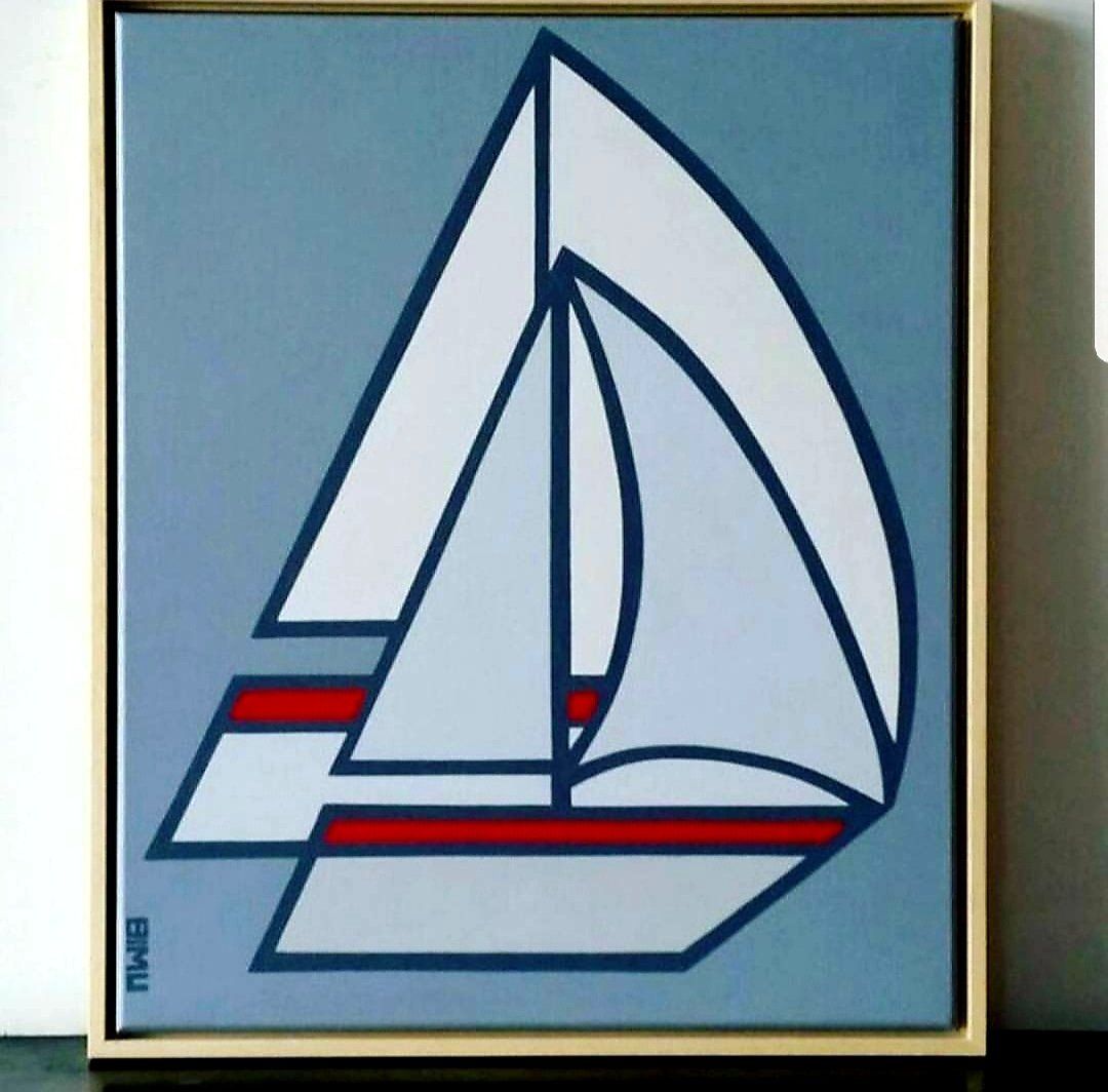 hedendaagse kunst contemporary art. boot schilderij boatpainting. michael burgers. Modern paintings. Acrylic paintings. Dutch artitst. kunstenaar den haag. strakke schilderijen.