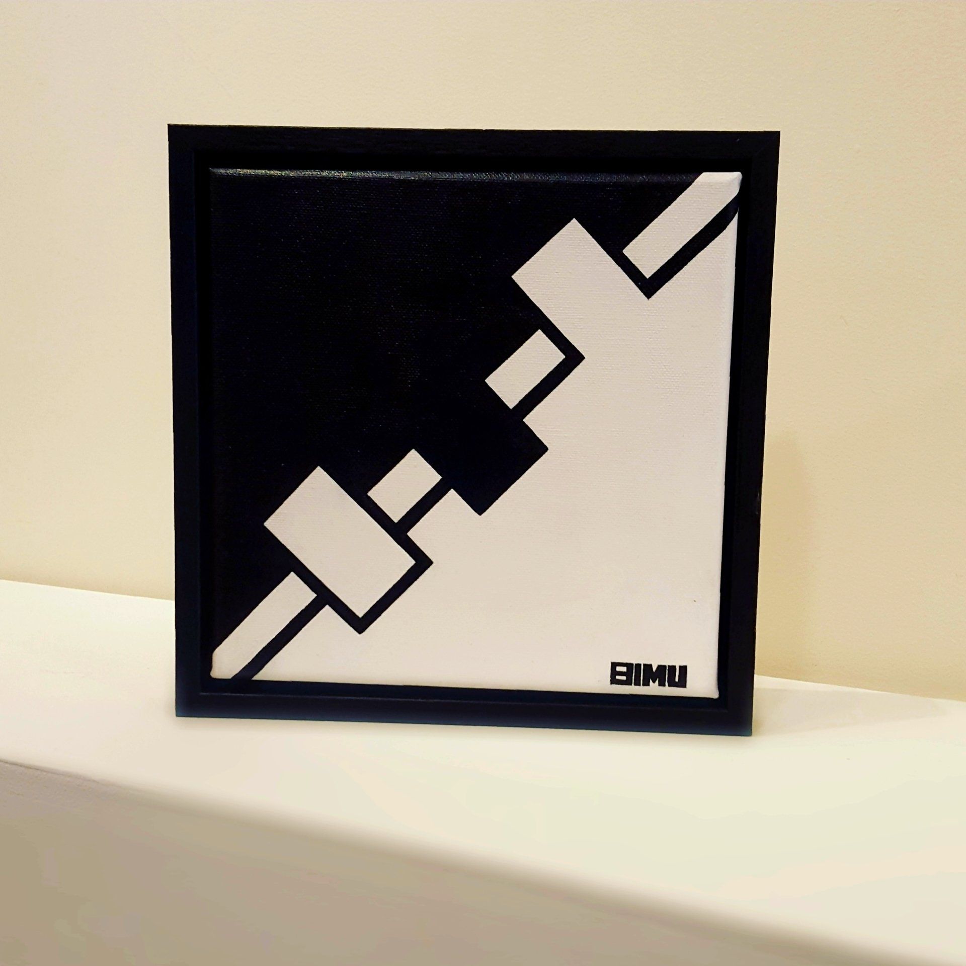 hedendaagse kunst contemporary art. Connected painting. Black and white painting modern.  schilderij michael burgers. Modern paintings. Acrylic paintings. Dutch artitst. kunstenaar den haag. strakke schilderijen.