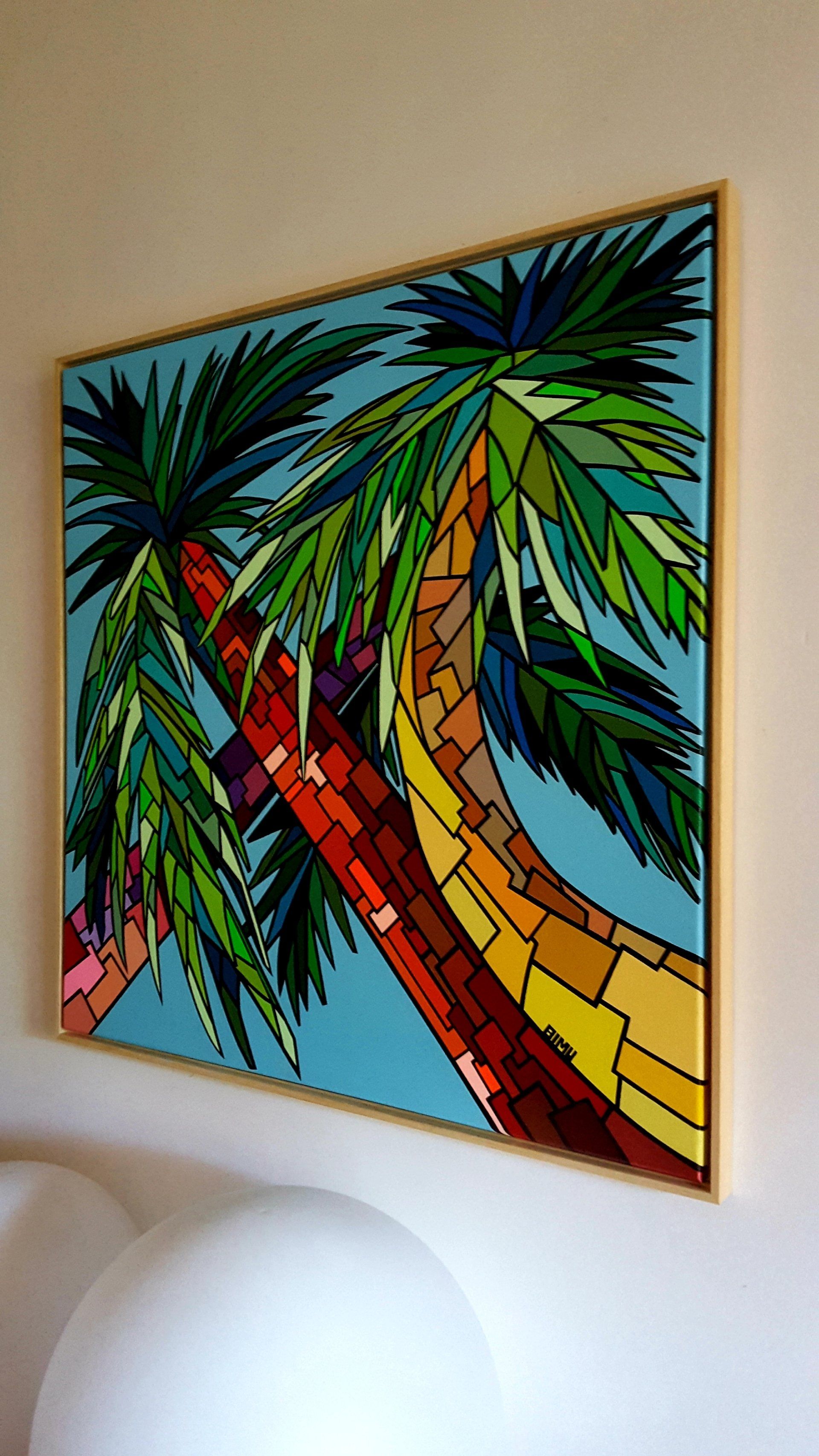 hedendaagse kunst contemporary art. Hammock painting. palmtree painting. sea painting. beach painting. palmboom schilderij. strand schilderij abstract.portret schildeij den haag.  portait painting The hague..michael burgers. Modern paintings. Acrylic paintings. Dutch artitst. kunstenaar den haag. strakke schilderijen.
