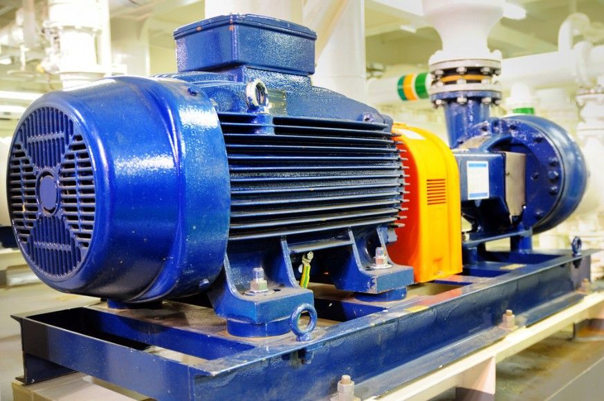 A Blue Electric Motor is Sitting on Top of a Metal Platform — Hire Power NT in Berrimah, NT