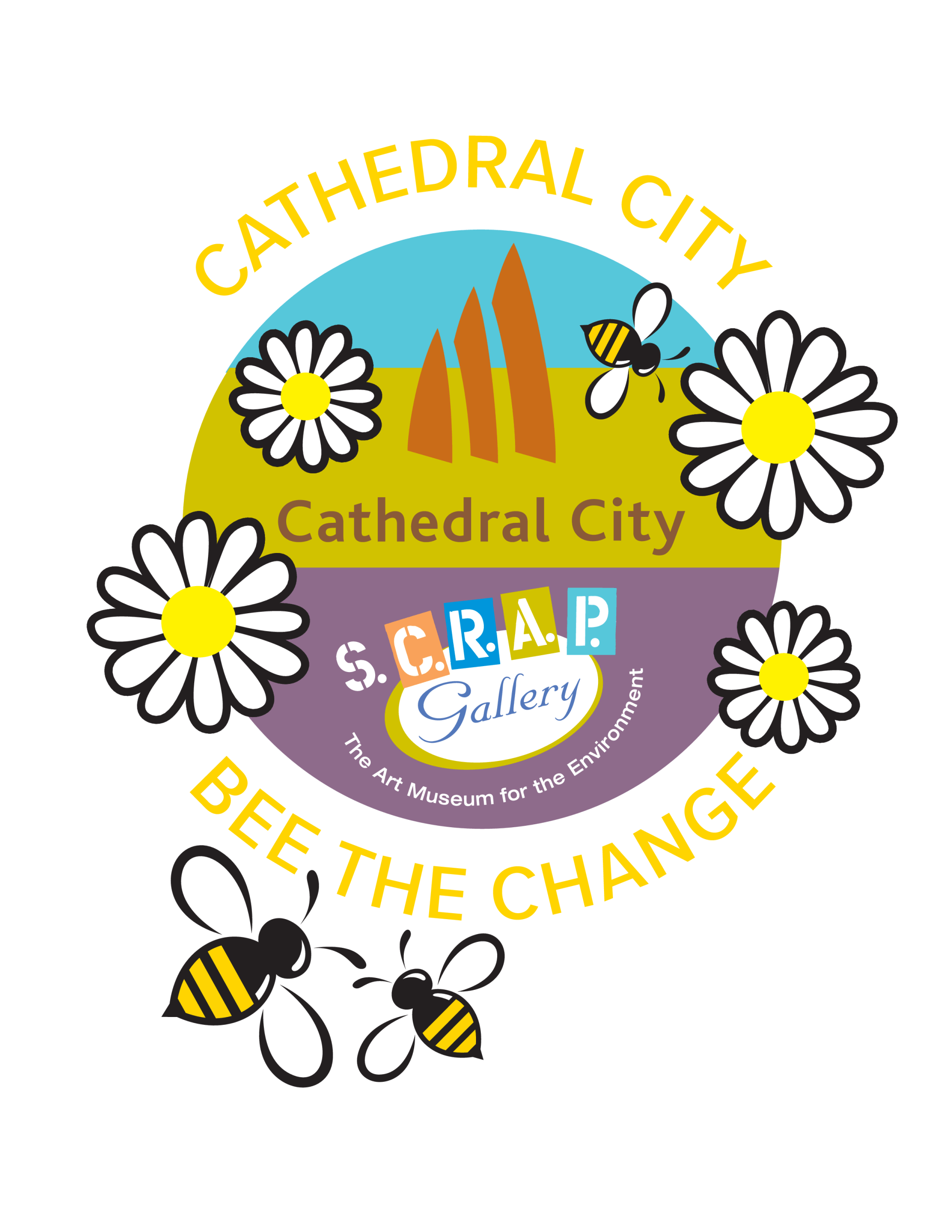 A logo for the cathedral city scrap gallery