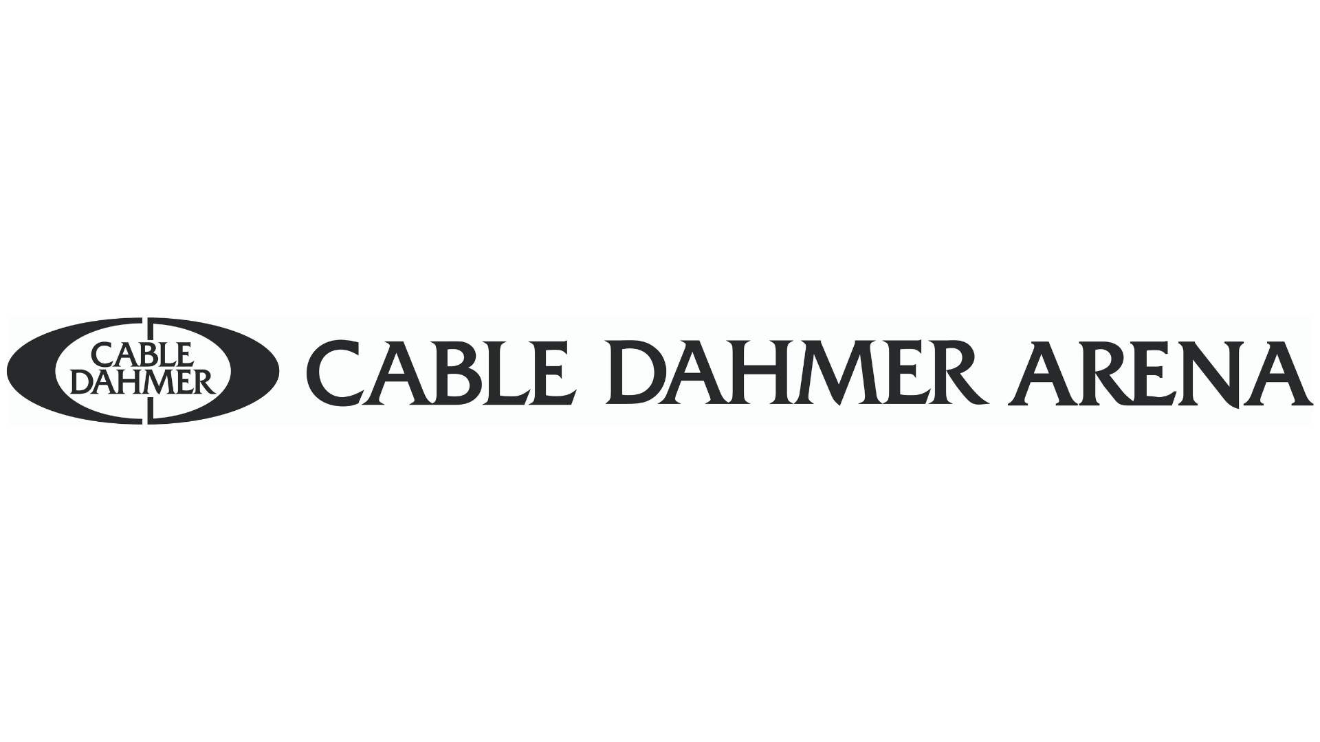 A black and white logo for cable dahmer arena.