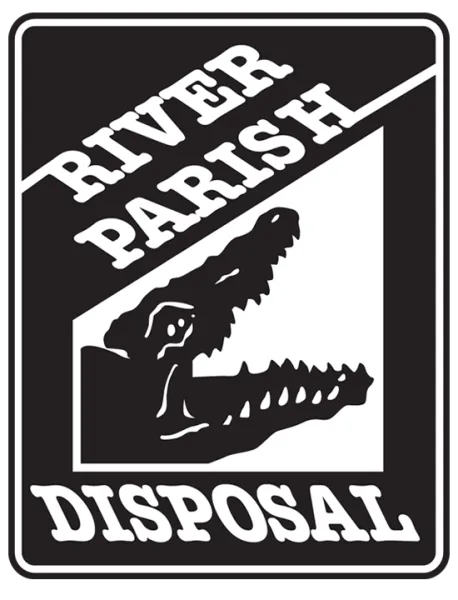 A black and white logo for river parish disposal