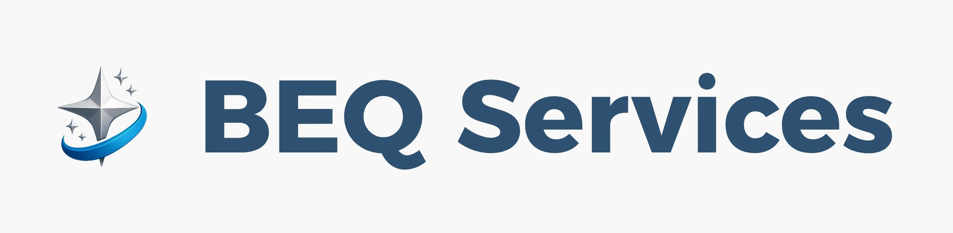 Logo for BEQ Services with a star design and blue text.