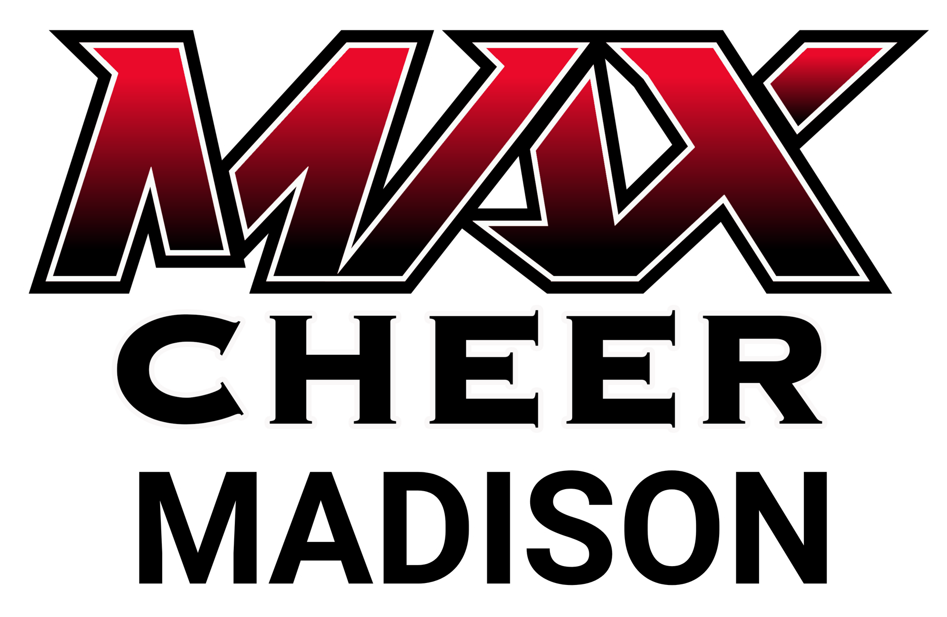 MAX Cheer Madison logo in red, black, and white text