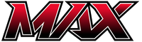 Stylized red and black MX logo with a silver outline