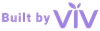 A purple and white logo for built by viv