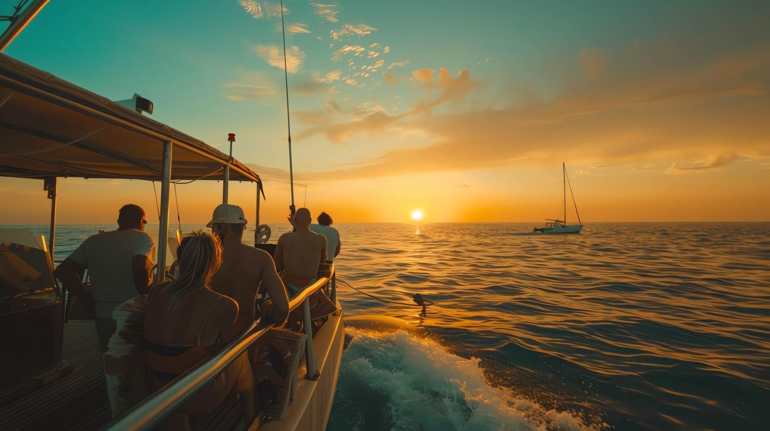 Imagem de um passeio de barco ao pôr do sol, simbolizando a volta à ilha no pacote para Morro de São