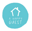 The logo for a happy guest is a blue circle with a house on it.