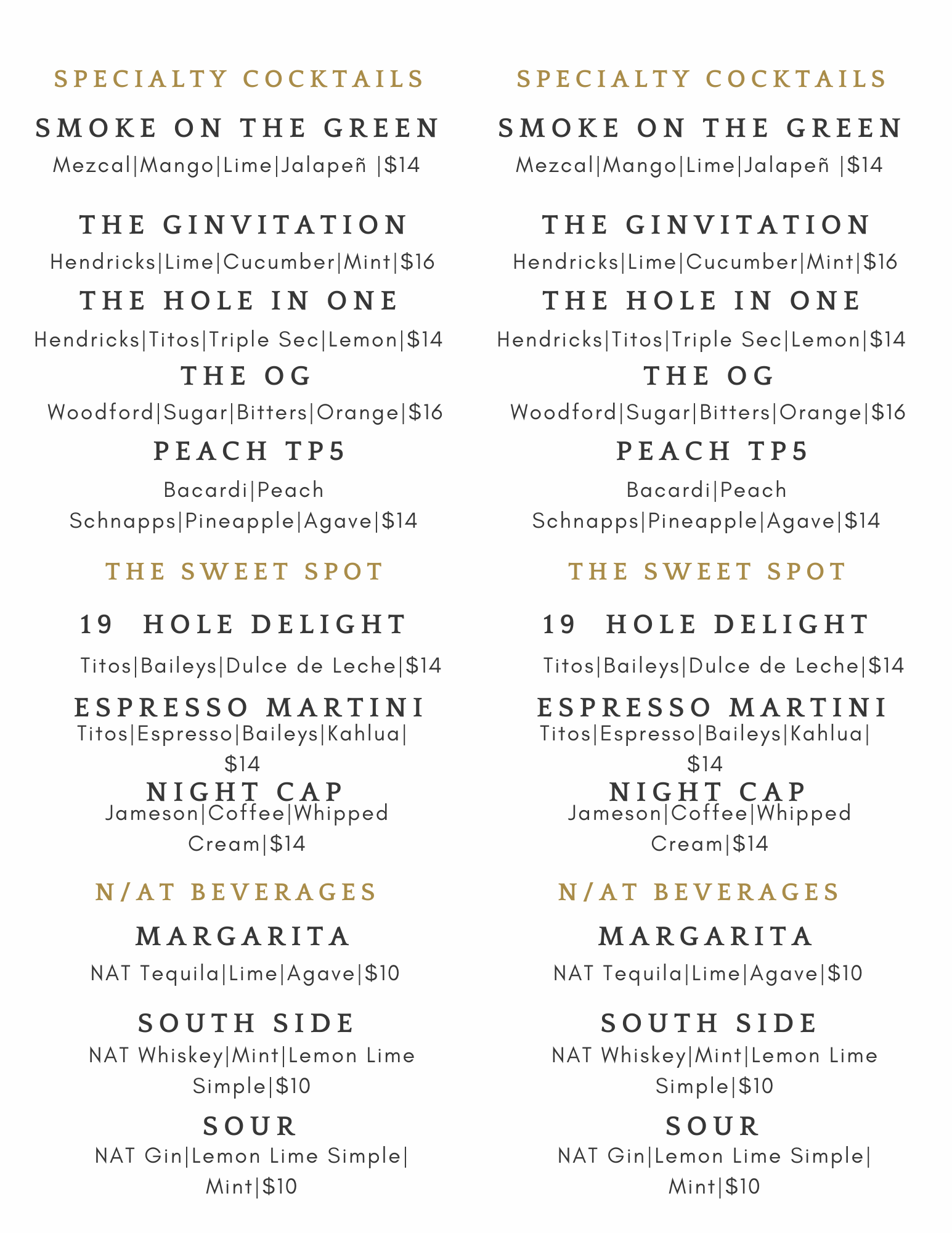 Core450 Cocktail Menu 1