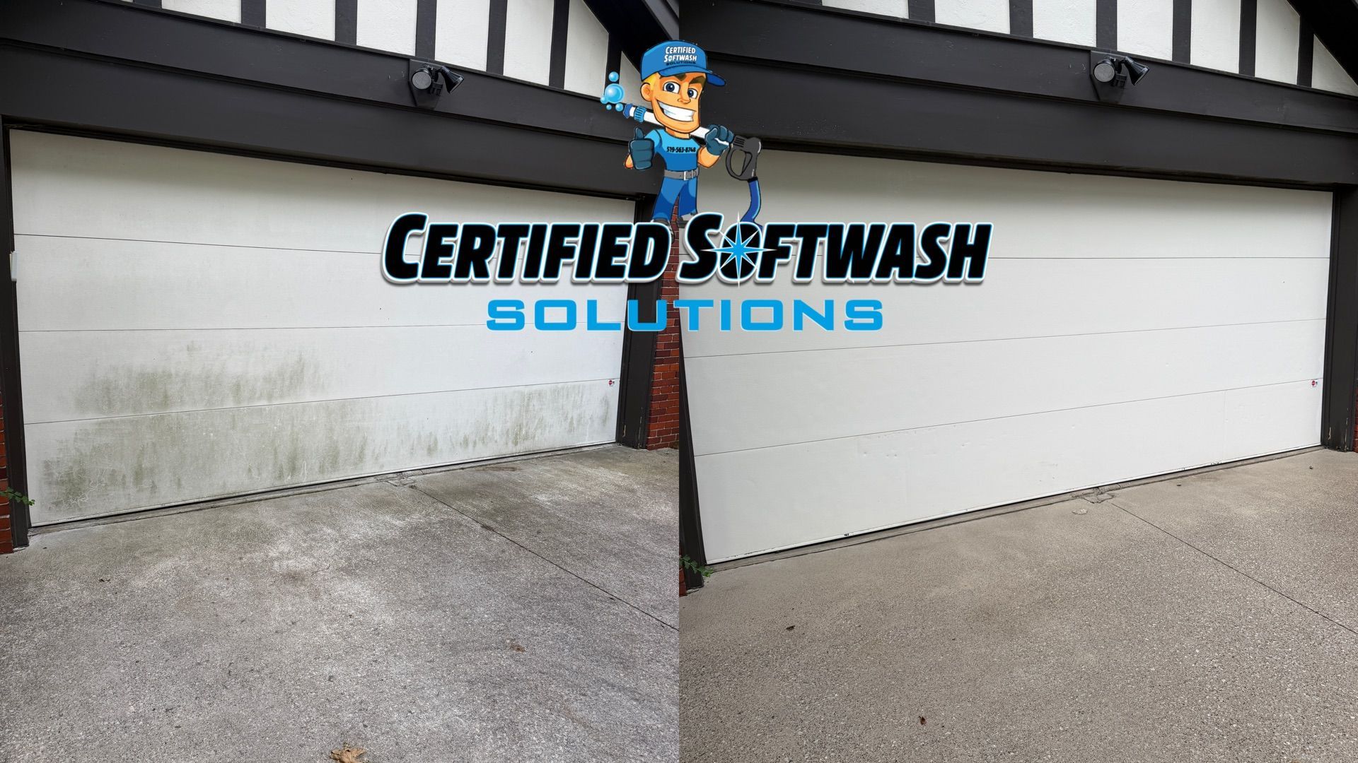 concrete pressure washing of a driveway