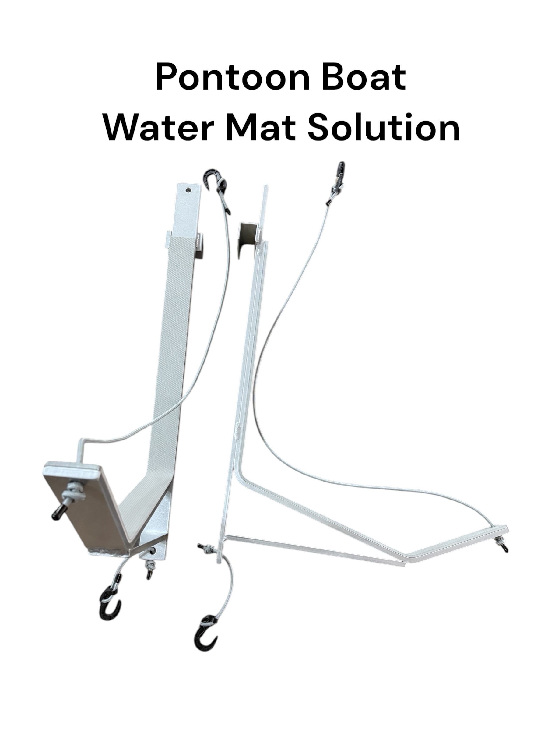 Pontoon boat water mat lift with white powder-coated metal frame.