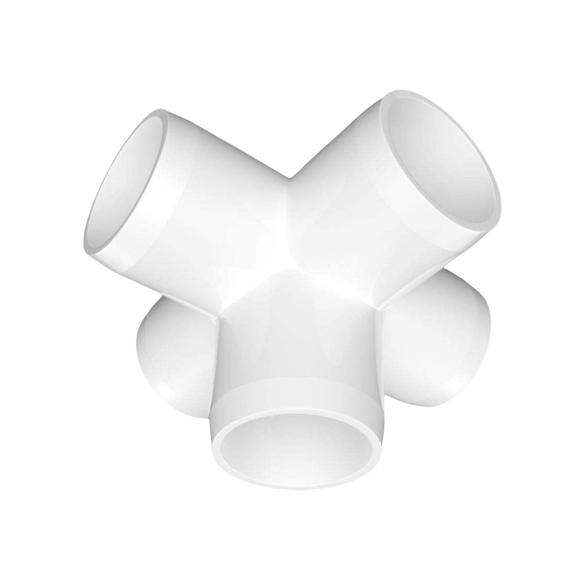 White PVC plastic connector on a plain background