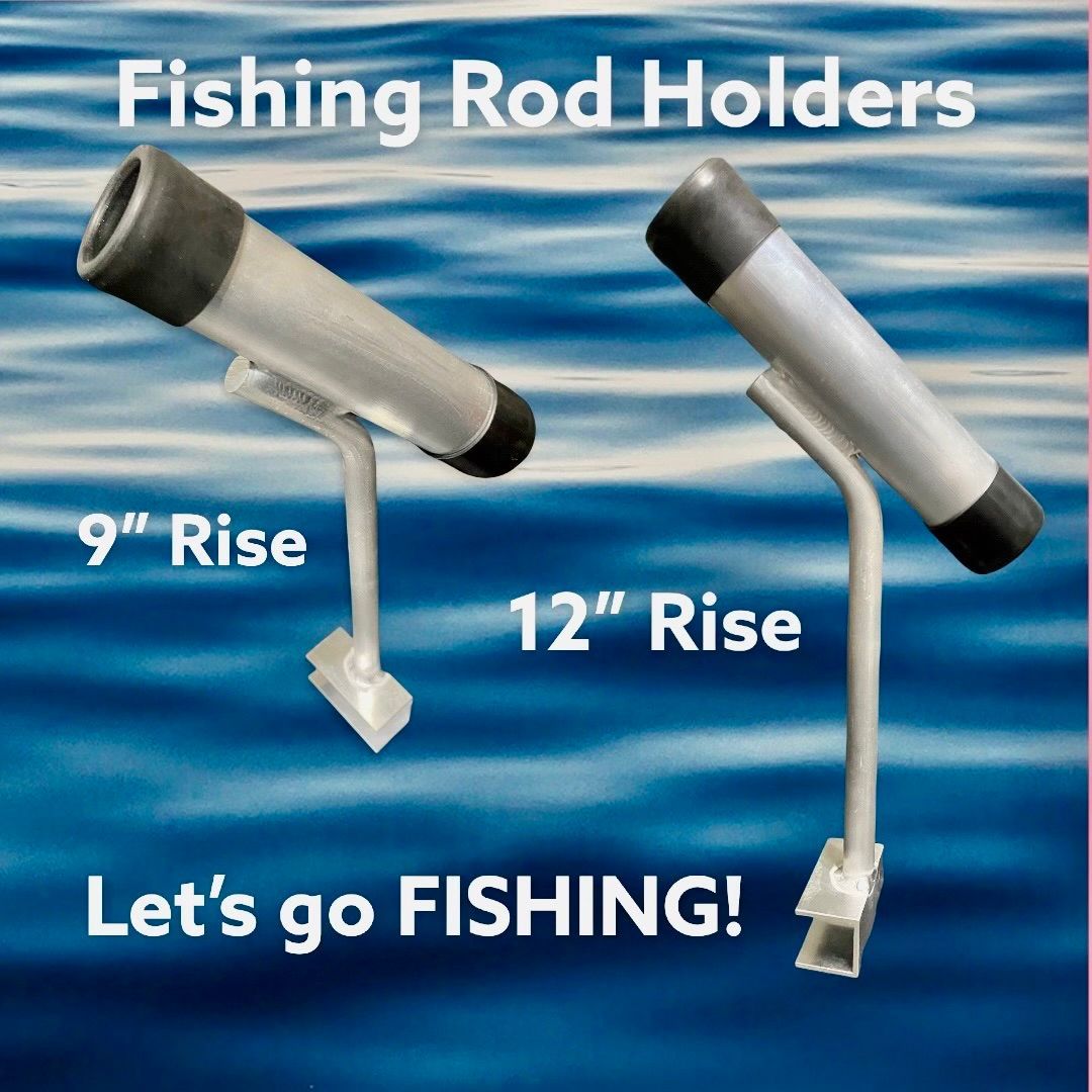 Fishing rod holders on blue water background, labeled 9