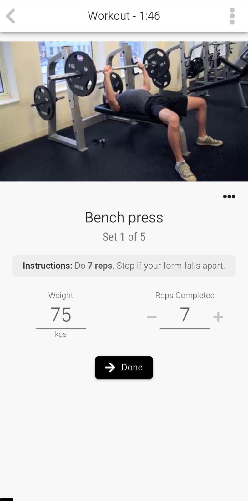 App screenshot showing the ability to log workouts on-the-go.