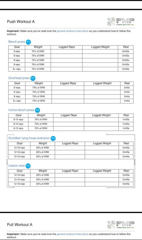 App screenshot showing the ability to print workouts as PDF's.