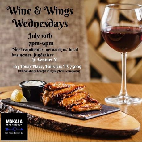 An advertisement for wine and wings on wednesdays