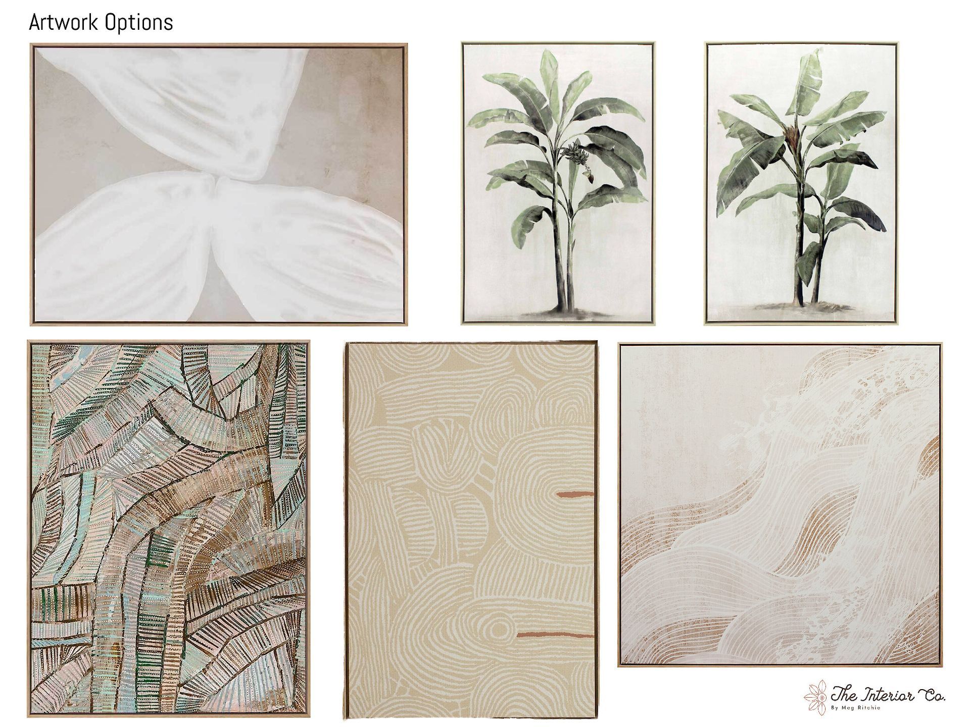 A collage of paintings with the words artwork options at the top