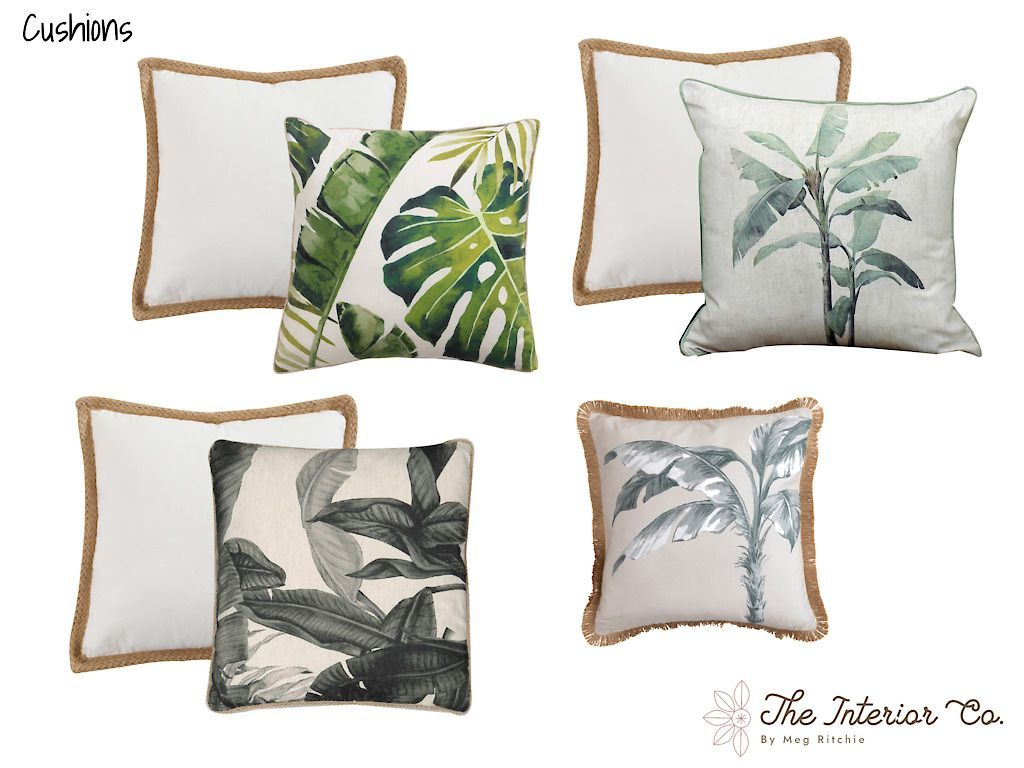 There are many different types of pillows in this picture.