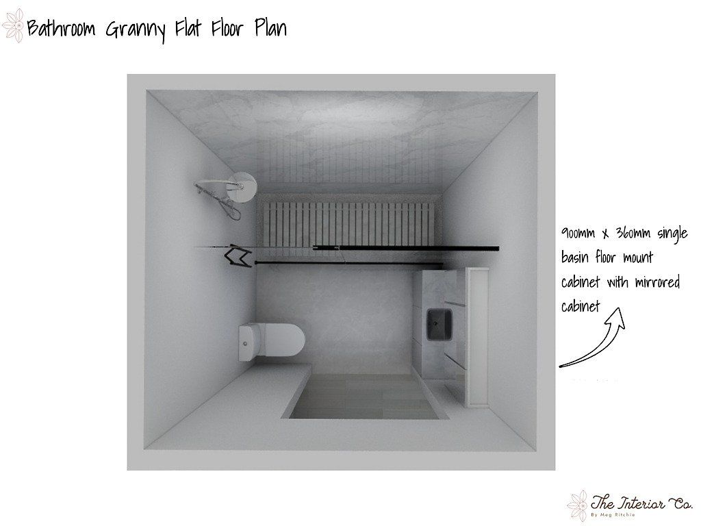 An aerial view of a bathroom with a toilet and a sink.