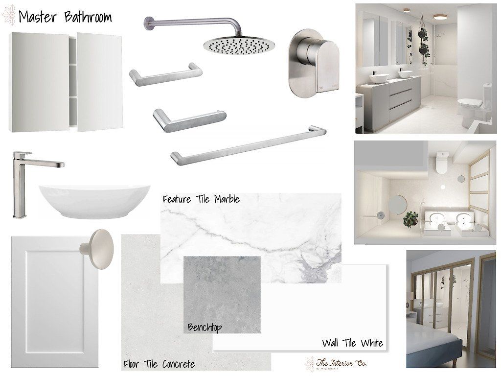 A collage of pictures of a bathroom with a sink , toilet and shower.