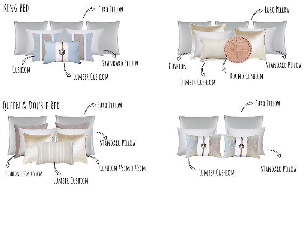 There are many different types of pillows in this picture.