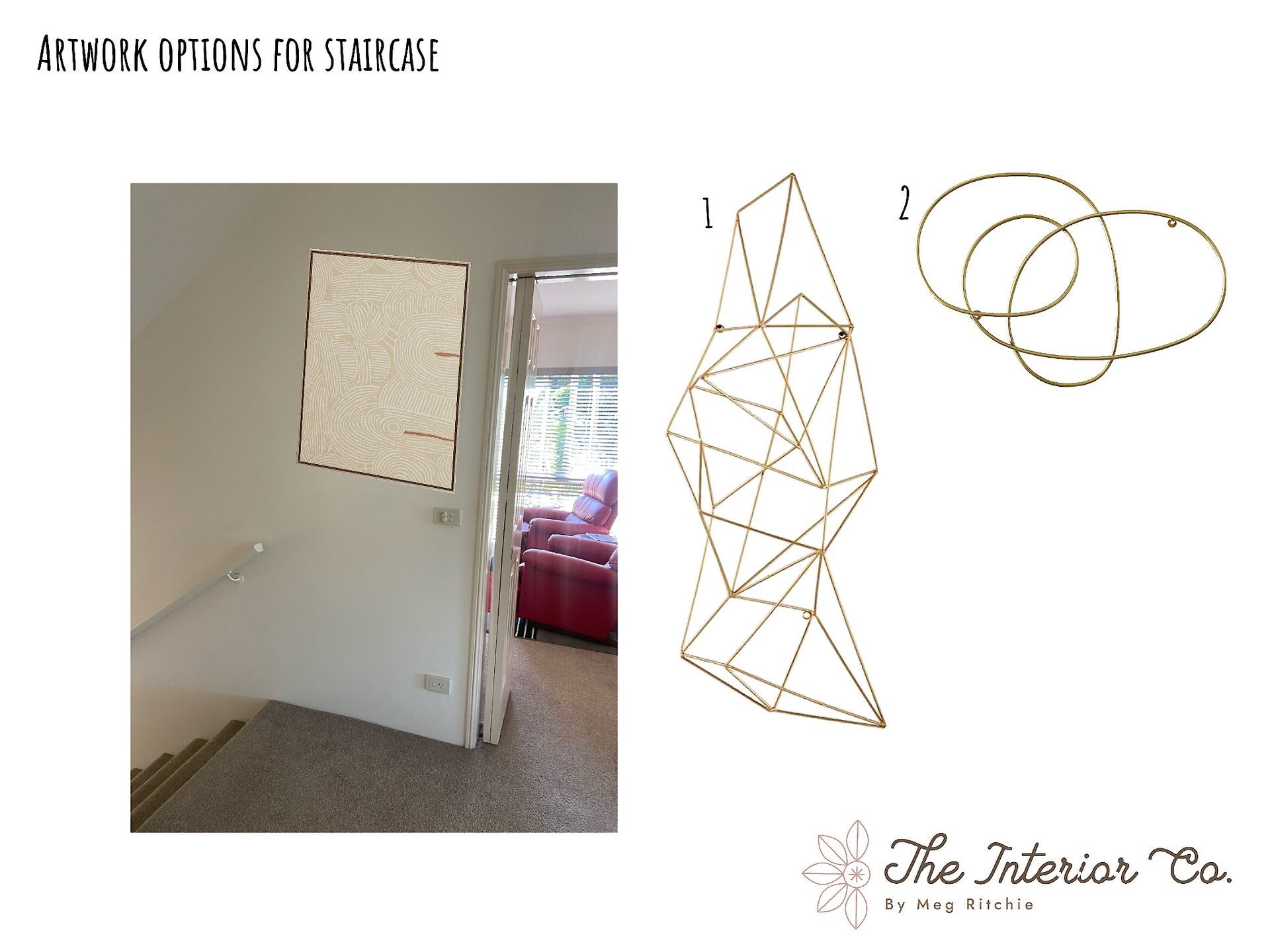 A picture of a staircase next to a drawing of a staircase
