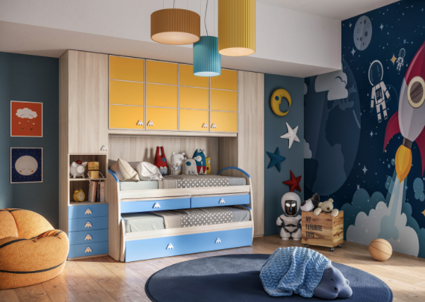 cameretta con ante arancioni