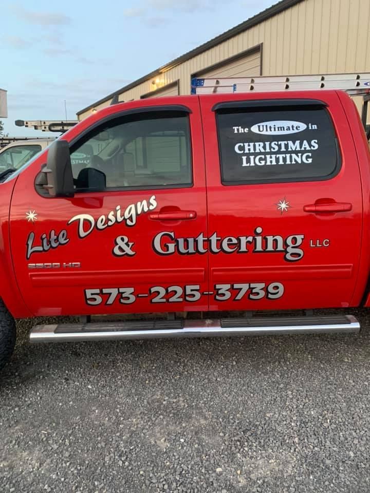 A red pickup truck with 